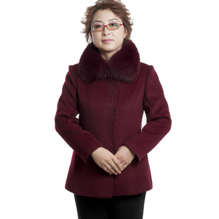  12新款秋冬装妈妈装羊绒大衣中老年加厚保暖羊绒外套保真狐狸毛领