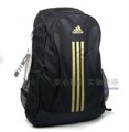 adidas阿迪达斯 金色三杠大双肩背包双肩包笔记本包电脑背包 黑