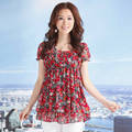 The new 2012 new summer Korean OL short-sleeved chiffon shirt Round Neck Chiffon Slim was thin C105