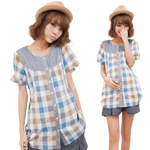 Female Royal maternity dresses of summer maternity shirt women shirt Plaid Shirt women coat Korean 12,013