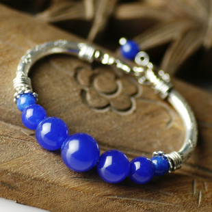  新品特价民族风配饰女苗银蓝玛瑙手链饰品生日礼品7484包邮女抢