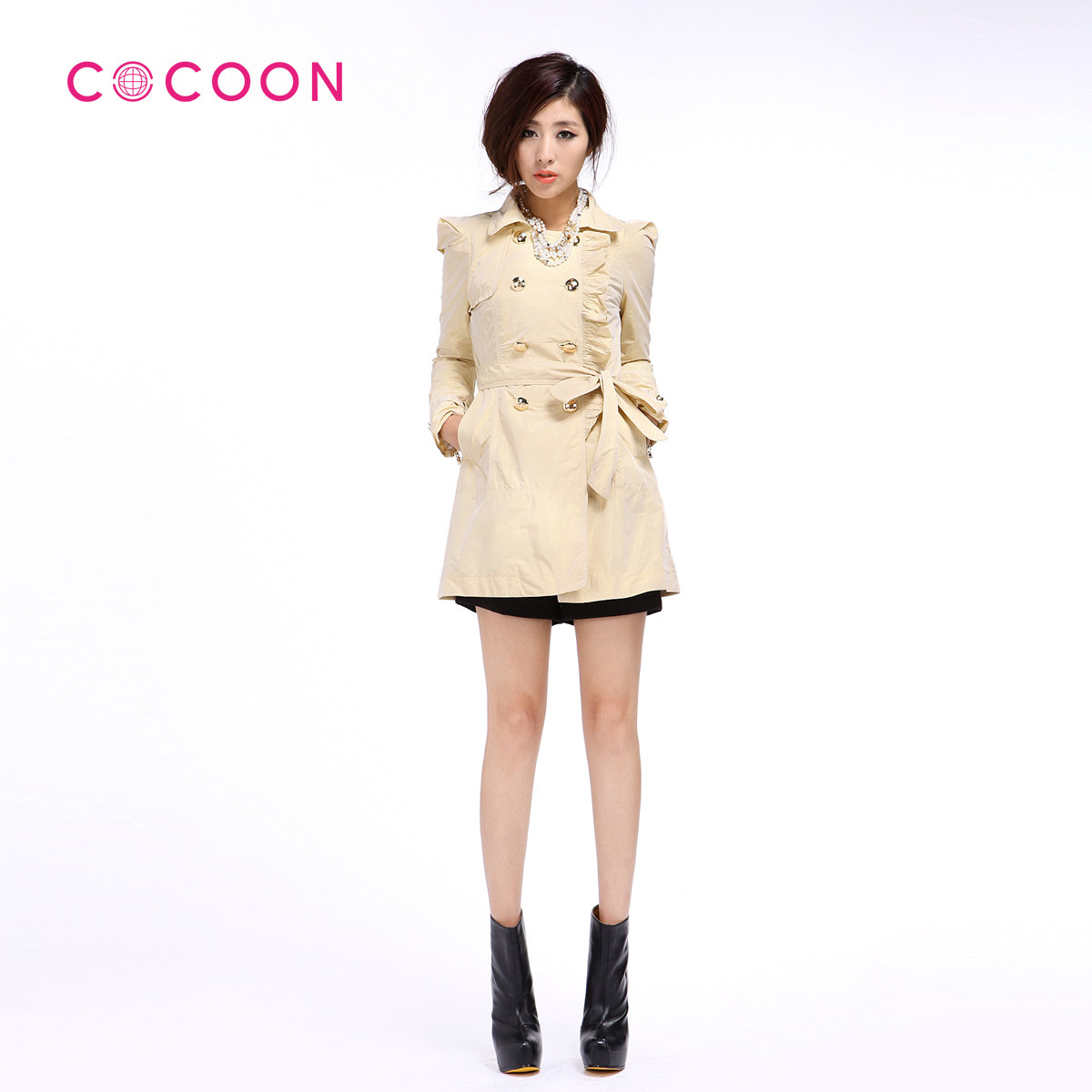 COCOON可可尼2012新品荷叶边装饰时尚风衣311111009原价1988