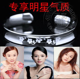  银手镯999纯银明星同款贵妃银镯子开口女时尚千足银手镯 生日礼品