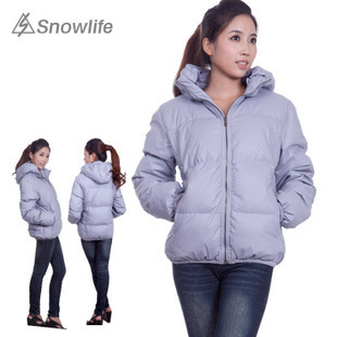 Snowlife Down Garment women PU leather genuine Delta short cap down jacket S23018