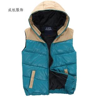  成杭服饰：秋冬 韩版男女士 情侣棉背心 PU皮连帽棉马甲 包邮