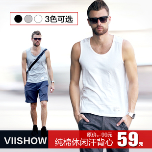 Summer summer  coin men's solid color vest men's vest cotton summer tide men's short sleeve base leisure Khan