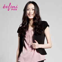 伊芙丽正品代购 2012夏季新款抽褶纯色短袖<span class=H>短裤</span>小西装 女1131704