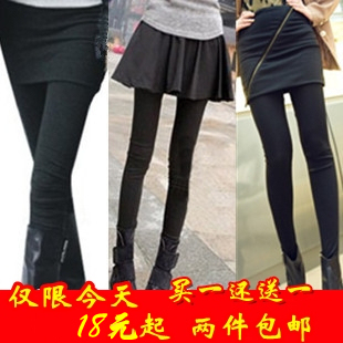  秋冬新款 带裙打底裤假两件冬女裤裙 裤加绒保暖加厚打底裤冬厚