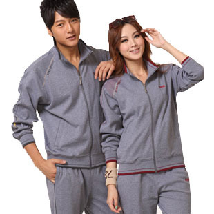  秋冬新款纯棉开衫运动服男女情侣套装中老年休闲运动套装卫衣大码