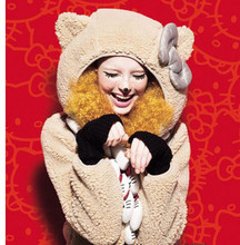 正品代购徐濠萦 宇津木HelloKitty蝴蝶结猫耳朵带帽 毛呢拉链外套