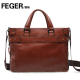 【满200减20】FEGER/斐格 新款 商务包 手提包 休闲包 横款牛皮包
