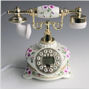 欧式田园仿古彩绘工艺，电话机家用来电显示创意复古家用电话座机