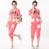2012韩版少女装夏装<span class=H>运动</span><span class=H>服</span>休闲套装学生装短袖中裤女士T恤七分裤