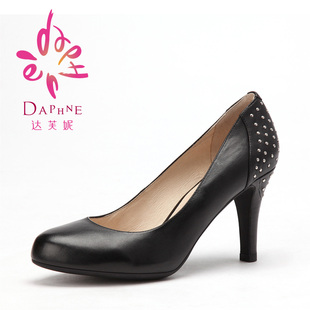  Daphne/达芙妮 新品百搭头层牛皮高跟鞋女鞋官方正品1210080