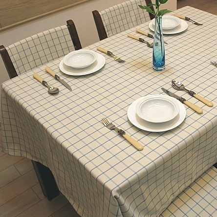 テーブルかけ テーブルクロス 淡い色 青い格子縞 現代 シンプル ノルディック 田園
