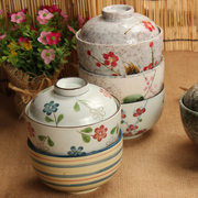日式盖碗创意陶瓷碗饭碗，甜品碗汤碗面，碗手绘韩式碗瓷器带盖