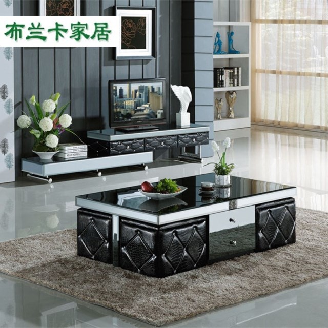 茶幾鋼化玻璃 簡約品質客廳家具 儲物黑白帶抽屜創意茶幾現貨包郵在類目 住宅傢俱, 幾類, 茶几中 - 來自Buy2taobao.com提供專業的淘寶代購服務