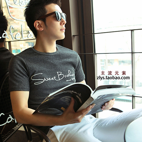 夏装男装上衣服修身韩版潮男生男士紧身短袖t