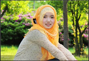 穆斯林嘉米拉时尚纱巾5月首款概念方巾 回族盖