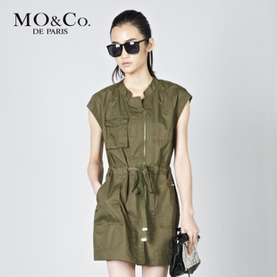 MO&amp;Co.摩安珂 夏装 女装 M112SKT34 欧美军装风连衣裙