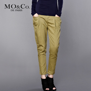 MO&amp;Co. 摩安珂春夏女装 M111CAS25中腰卷裤脚直筒裤百搭休闲裤