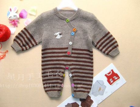 宝宝连裤衣 纯手工编织<em>儿童毛衣</em> 童装 手工毛衣