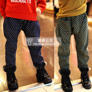  诺诺公主屋秋装 时尚圆点哈伦大PP松紧腰休闲跨裤儿童长裤 J1