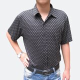 思竹鑫 竹纤维 男款休闲-衬衫 中袖 黑白相间 FS-0036