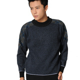 奴加绒加厚保暖羊毛衫 植绒圆领针织<em>男毛衣</em>h3