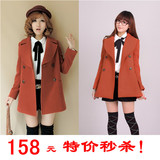 #独畅团#2012春装新款甜美日系中长款修身毛呢大衣西装外套女