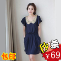 2012夏装韩版新款女装大码娃娃领全棉打底裙子蕾丝连衣裙子女夏季