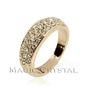  伊泰莲娜丽晶饰品批发 韩国韩版满钻三排钻食指戒指 女 外贸欧美