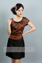 2012夏装新款 100%桑蚕丝香云纱莨绸 气质女士短袖假2件套连衣裙