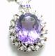 S925银 天然紫晶吊坠