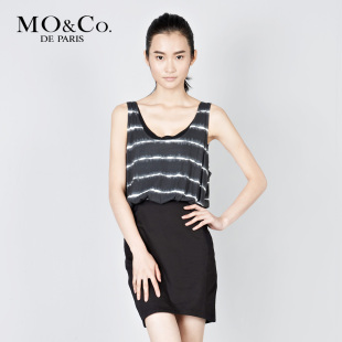 MO&amp;Co.摩安珂 春夏女装 M111SKT67百搭款条纹背心连衣裙