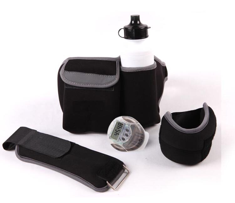 Feibu sports outdoors fitness Kit running belt + water bottle + pedometer + wrist bag
