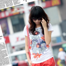 2010年艾格风格夏装新款女装圆领长款棉短袖T恤非专柜正品