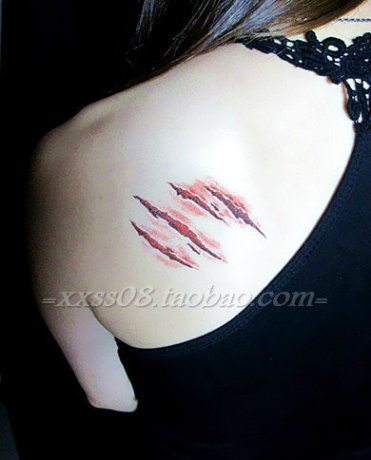 纹身贴纸 3D立体纹身贴 假伤痕抓痕伤口创伤