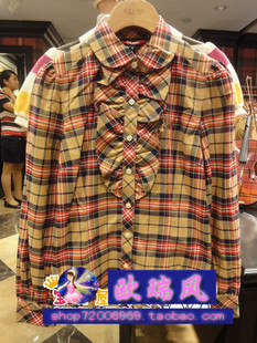  专柜正品依恋 12年最新春秋款格子长袖女衬衫EEYC23801C YC23801C
