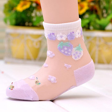 12年夏款 可爱草莓超薄透气女童袜子 宝宝玻璃丝袜松口不勒脚PW-2