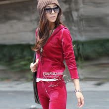 2012新 休闲套装 女款 春秋装天鹅绒大码运动服套装W16