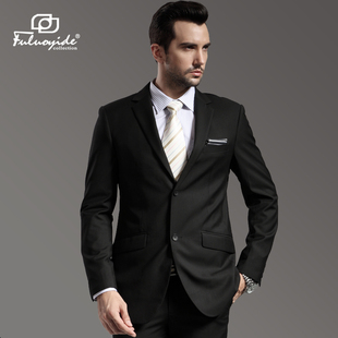  男士套装西服 修身职业正装 黑色商务西装套装 结婚新郎伴郎礼服