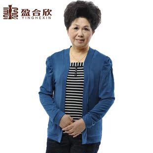  中老年女装秋装新款上衣妈妈装中老年假两件套长袖针织外套