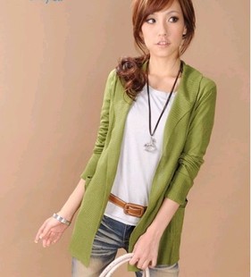 梁宵春秋新款百搭无扣淑女装中<em>长款修身针织衫</em>