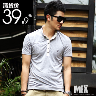  夏装新款 两种穿法 撞色 男修身polo衫 英伦翻领短袖5色 t530