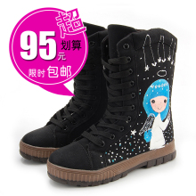 【涂+16】2011冬季正品 中筒靴 清仓彩绘女靴子 户外手绘鞋雪地靴