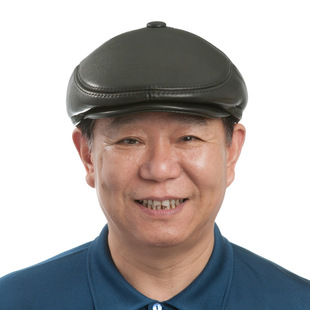  百恩思 进口头层牛皮老人帽 鸭舌帽子 中老年男士 秋冬季真皮帽子