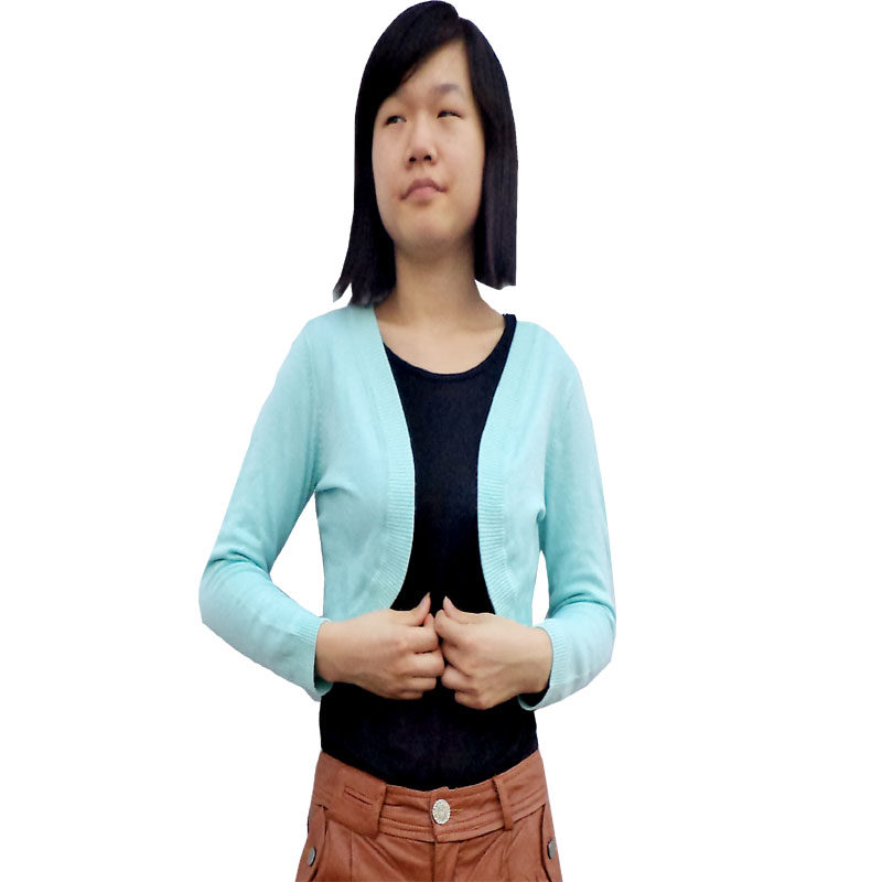 外贸<em>针织开衫</em> 浅绿<em>小外套</em> 长袖<em>披肩</em> 百搭 女士毛