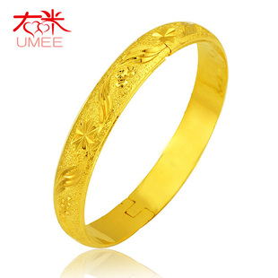  右米 中国风新娘配饰 比翼双飞镀黄金手镯 女士结婚礼物手镯 宽