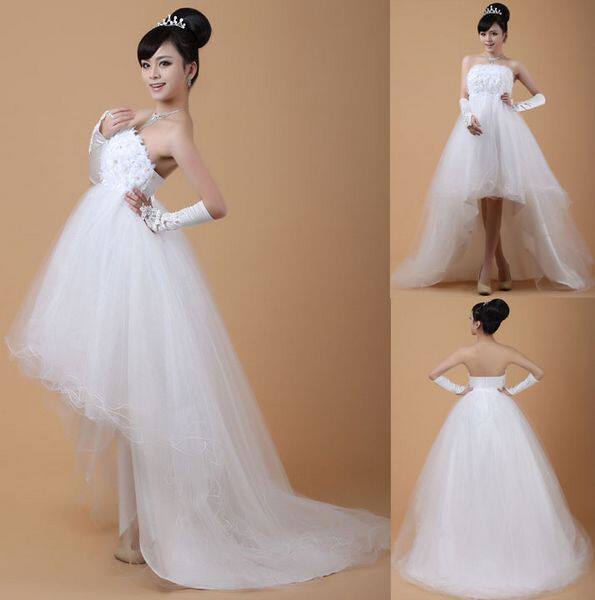 千里姻缘婚纱礼服/新娘前短后拖婚纱/新款抹胸婚纱/韩式精品婚纱